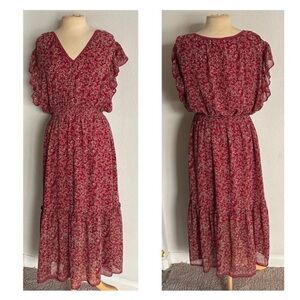 Max Studio red cottagecore dress